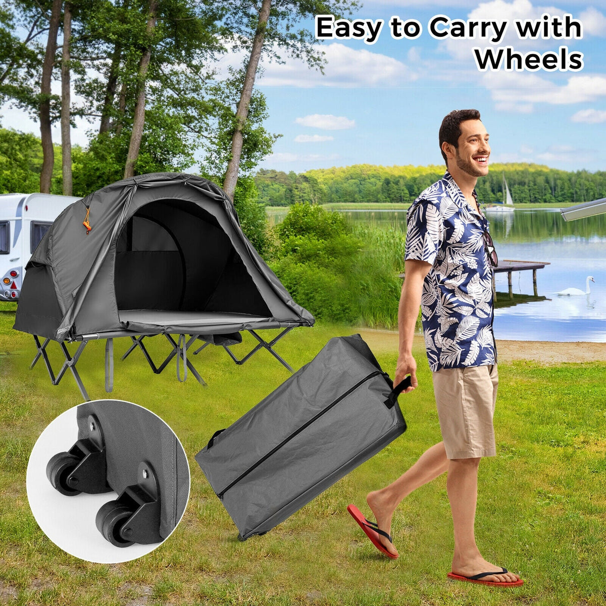 2-Person Outdoor Camping Tent with External Cover