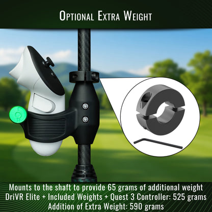 DriVR Elite - Adjustable VR Weighted Golf Club Handle Accessory - Compatible with Quest 2, 3/3s, and Pro