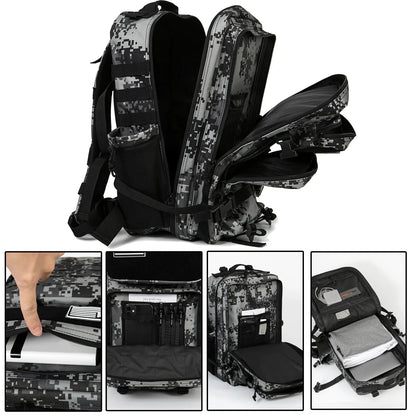 45L Tactical Backpack survival Bag Hunting MOLLE Backpack GYM For Men EDC Outdoor Hiking Rucksack Witch Bottle Holder